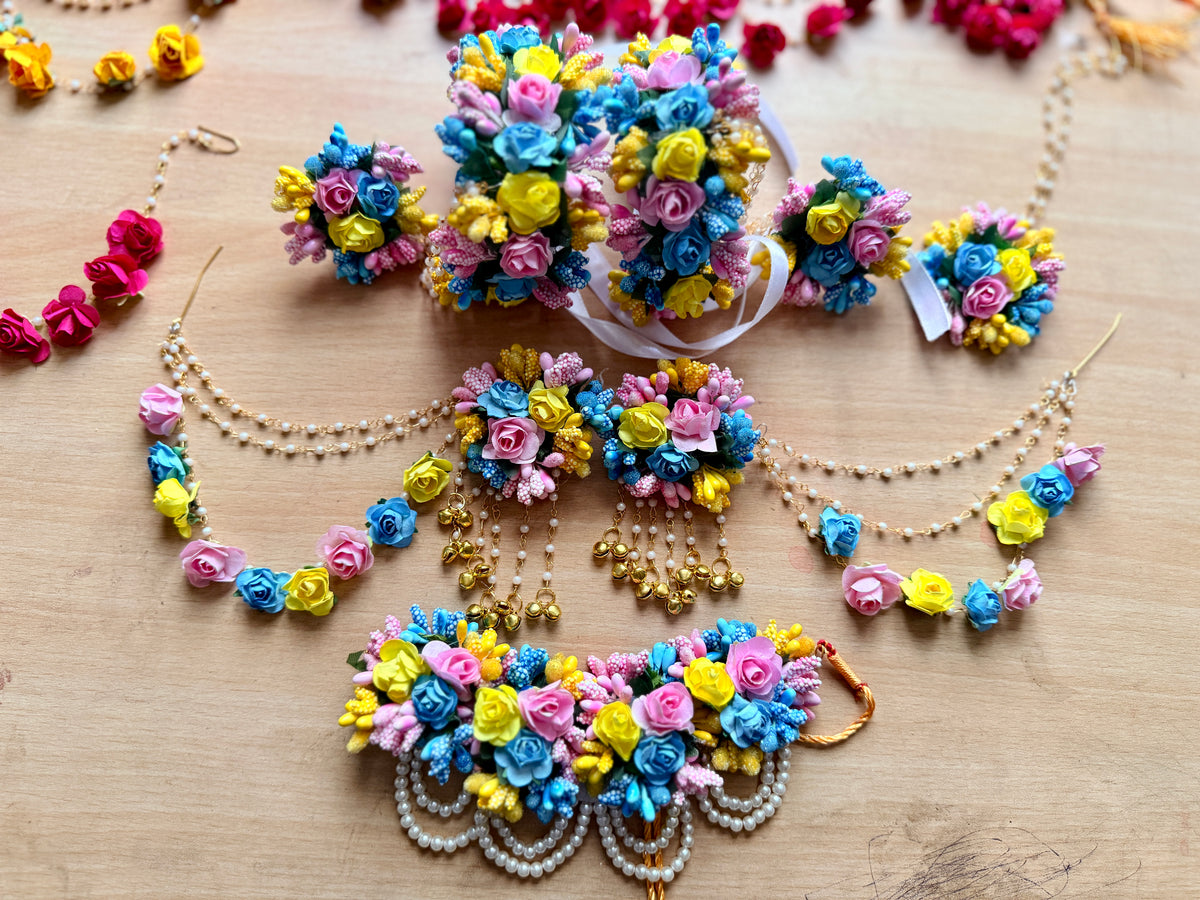 Floral Aura Pastel Blue jewelry set