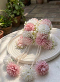 Elegant Royal Floral Gajra Pair with Pearl Hangings and attached rings
