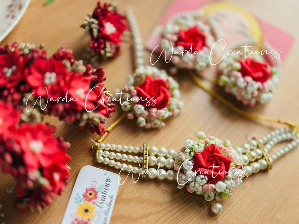 Handmade Floral Nikah Jewelry Set